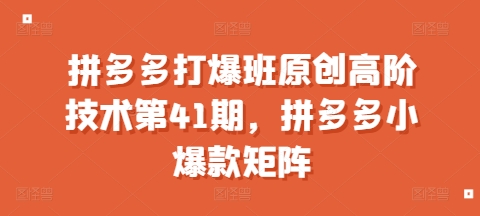 拼多多打爆班原创高阶技术第41期，拼多多小爆款矩阵-成长印记