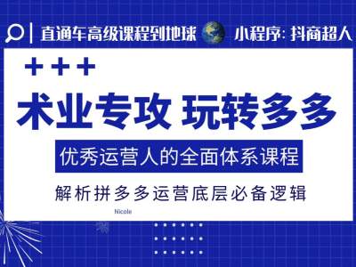 术业专攻玩转多多，优秀运营人的全面体系课程，解析拼多多运营底层必备逻辑-成长印记