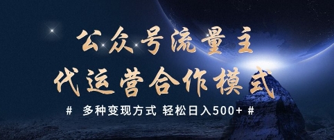 公众号流量主代运营  多种变现方式 轻松日入5张【揭秘】-成长印记