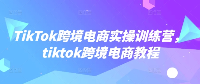 TikTok跨境电商实操训练营，tiktok跨境电商教程-成长印记