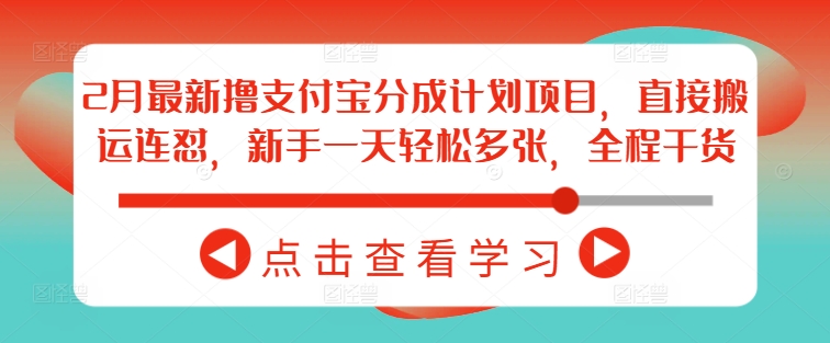 2月最新撸支付宝分成计划项目，直接搬运连怼，新手一天轻松多张，全程干货-成长印记