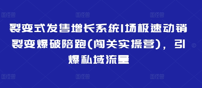 裂变式发售增长系统1场极速动销裂变爆破陪跑(闯关实操营)，引爆私域流量-成长印记