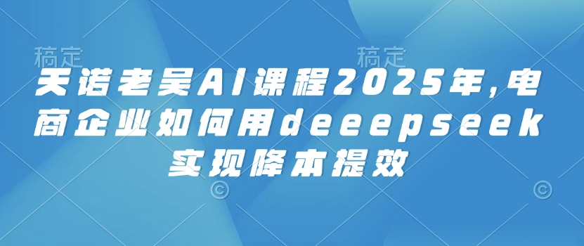 天诺老吴AI课程2025年，电商企业如何用deeepseek实现降本提效-成长印记