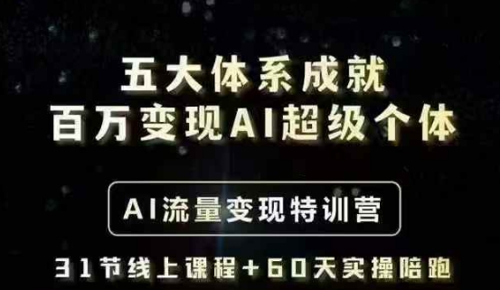 五大体系成就百万变现AI超级个体- AI流量变现特训营，一步一步教你一个人怎么年入百W-成长印记